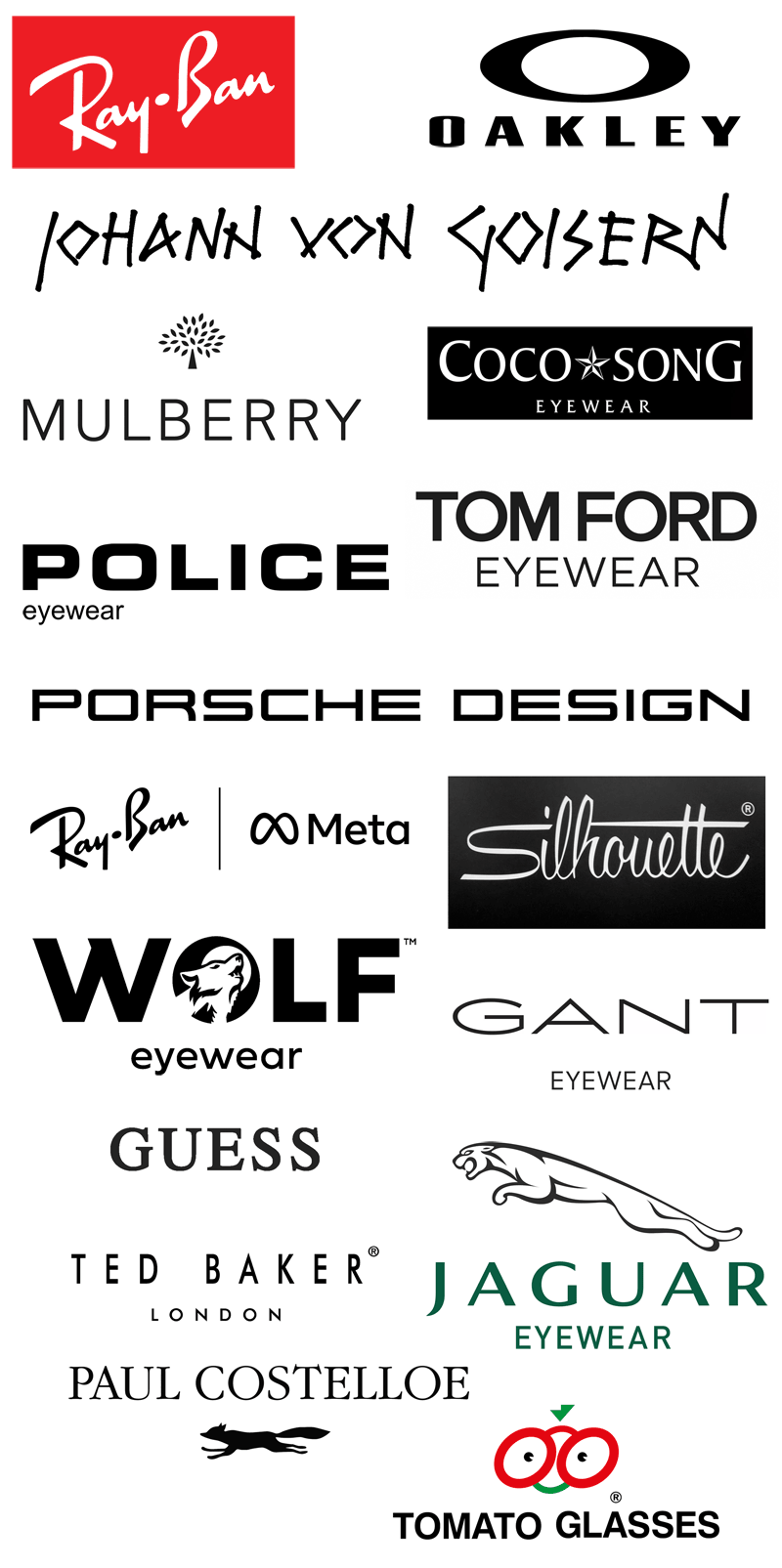 Designer eyewear brands